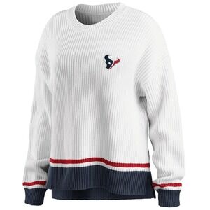 Houston Texans NFL Football White Knit Sweater Pullover Crewneck Womens‎ L NWT